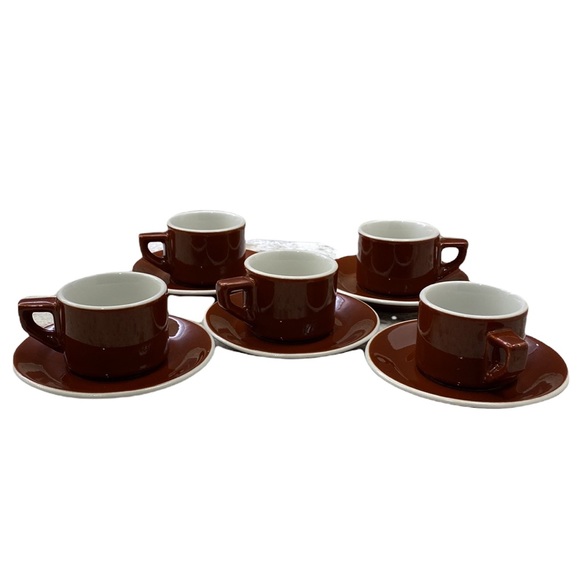Set of 5 ACF Brown 3oz Cup & Saucers - THE WORLD'S BEST PORCELAIN CUPS - Picture 4 of 10